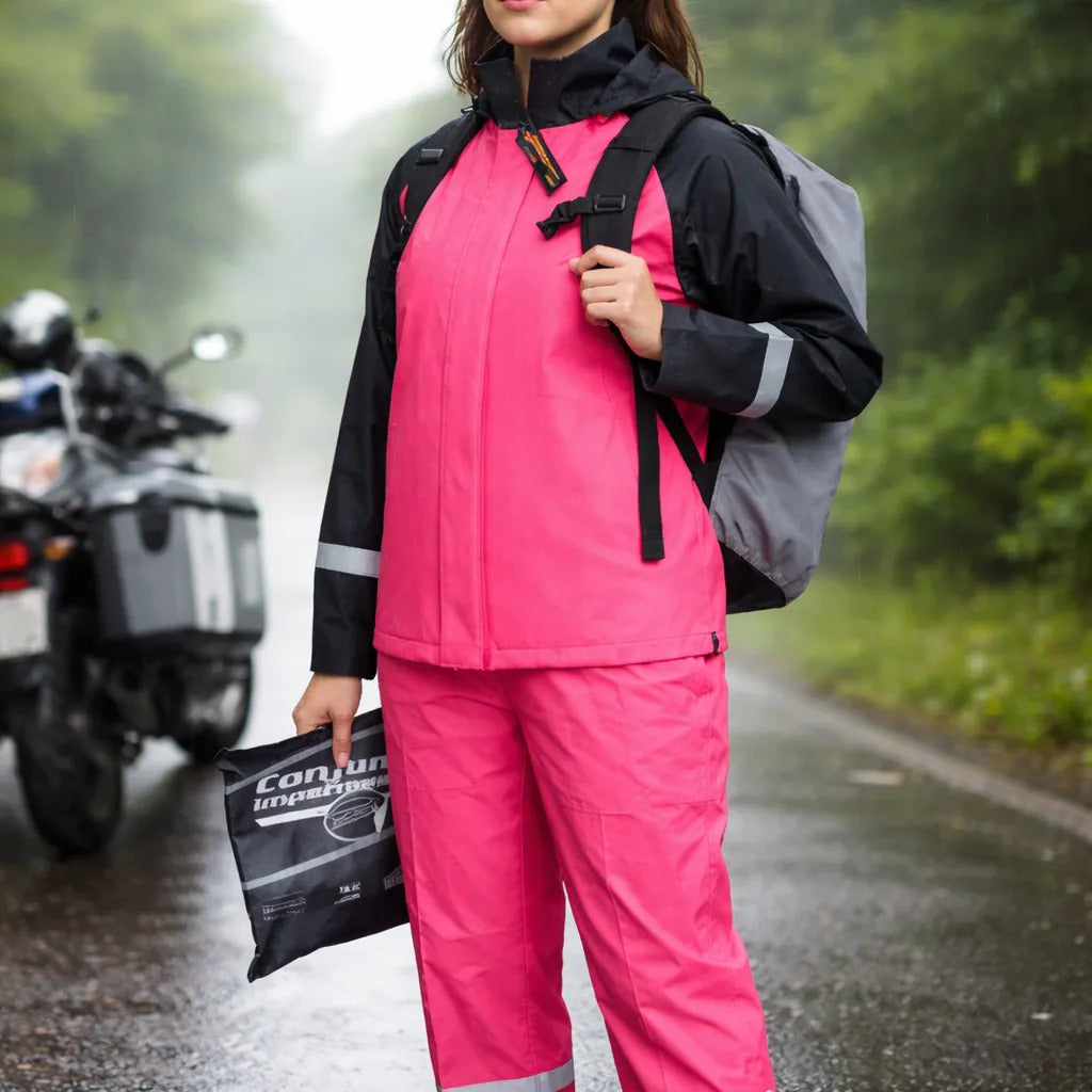 Combo Traje Impermeable 4 Piezas Dama + Protector De Maleta