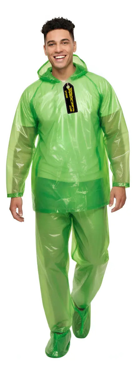 Impermeable Plastico Conjunto De Tres Piezas Con Capota