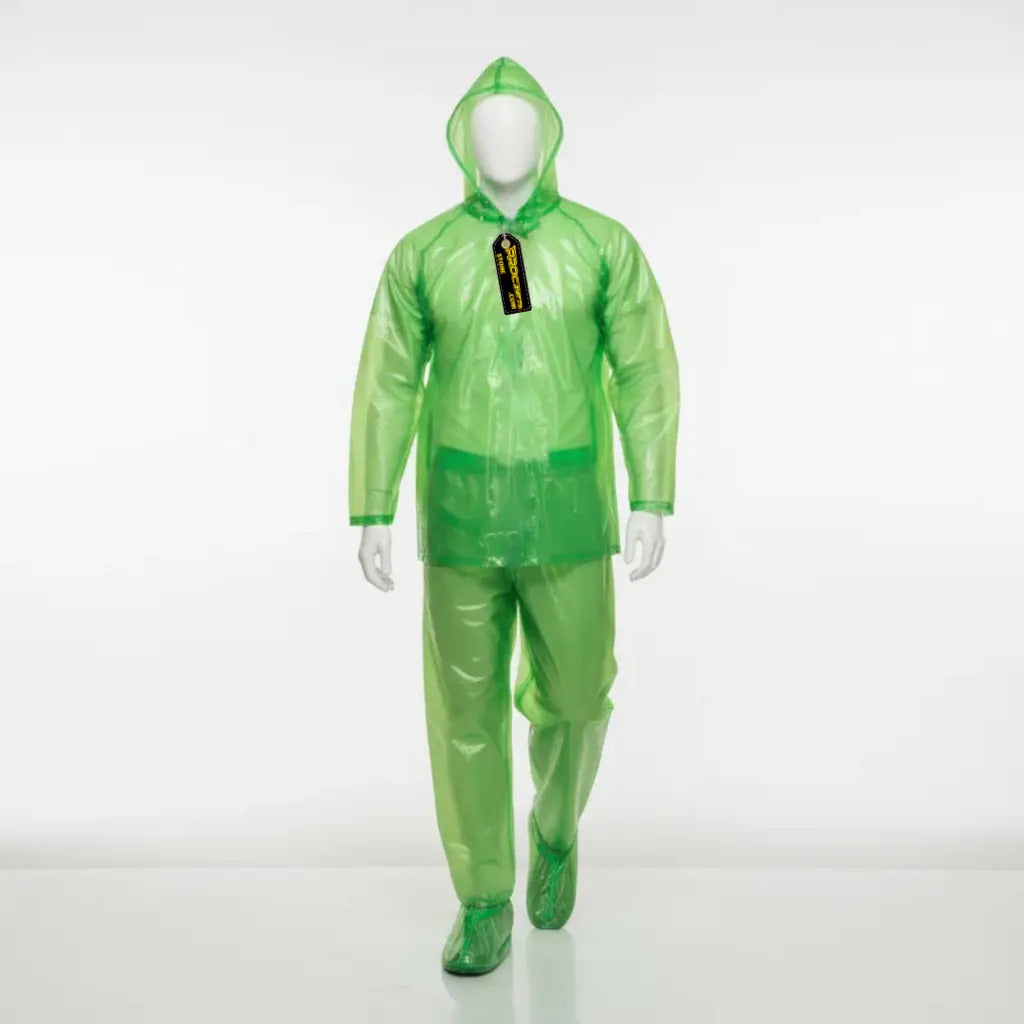 Impermeable Plastico Conjunto De Tres Piezas Con Capota