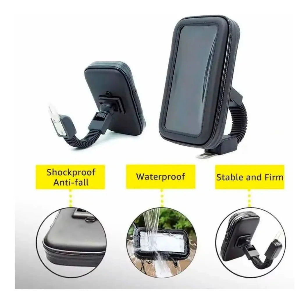 Soporte Holder Bolso Porta Celular Moto Para Espejo Estuche