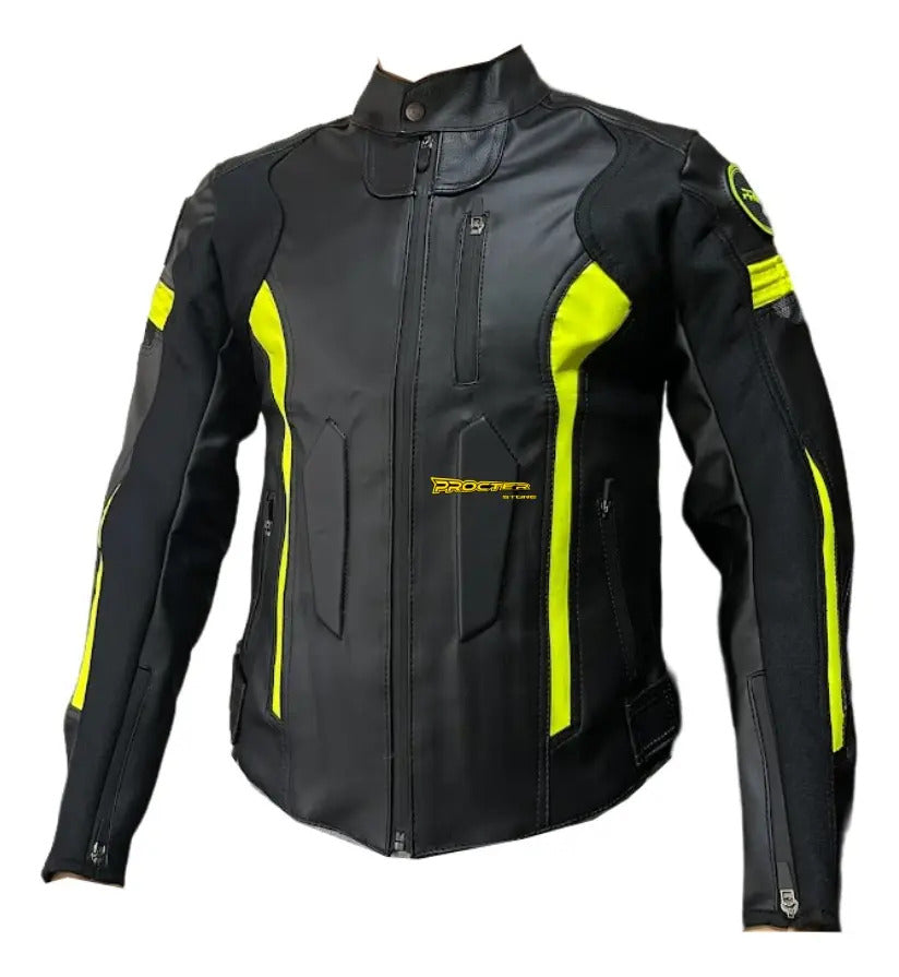 Chaqueta 100% Cuero Protección Reflectiva Moto Fabricación