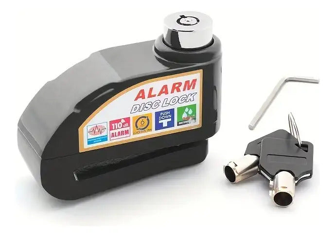 Candado Freno De Disco Con Alarma Para Moto O Bicicleta Inox