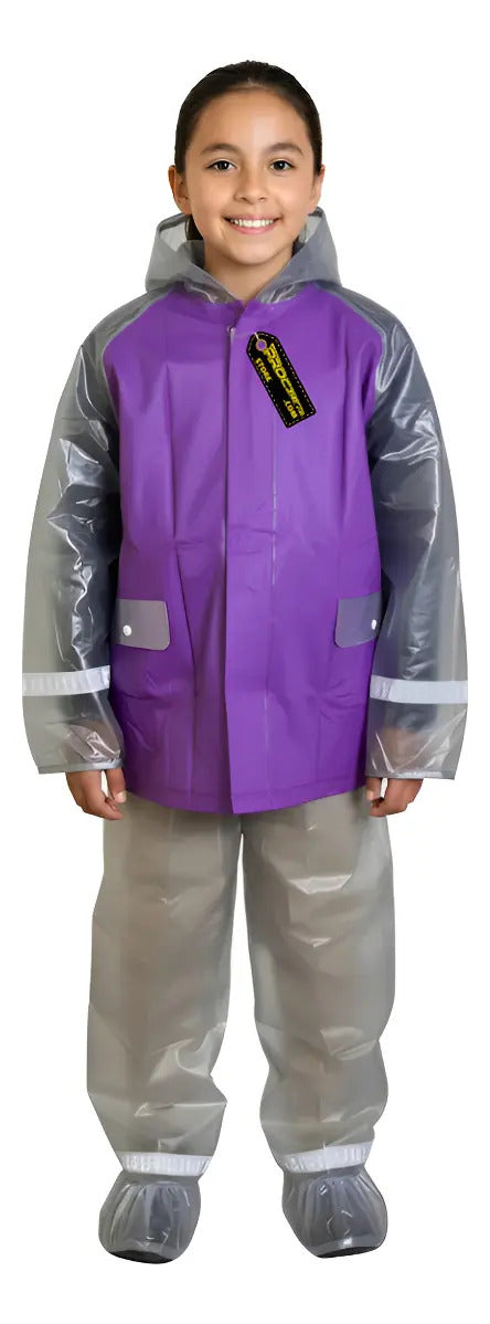 Impermeable Para Niños Con Zapatones Y Bolsilo Moto Ciclismo
