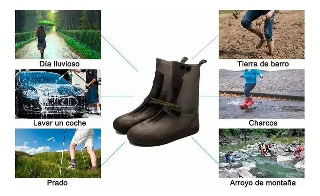 Zapatones Impermeables Goma Protector Lluvia Moto Bicicleta