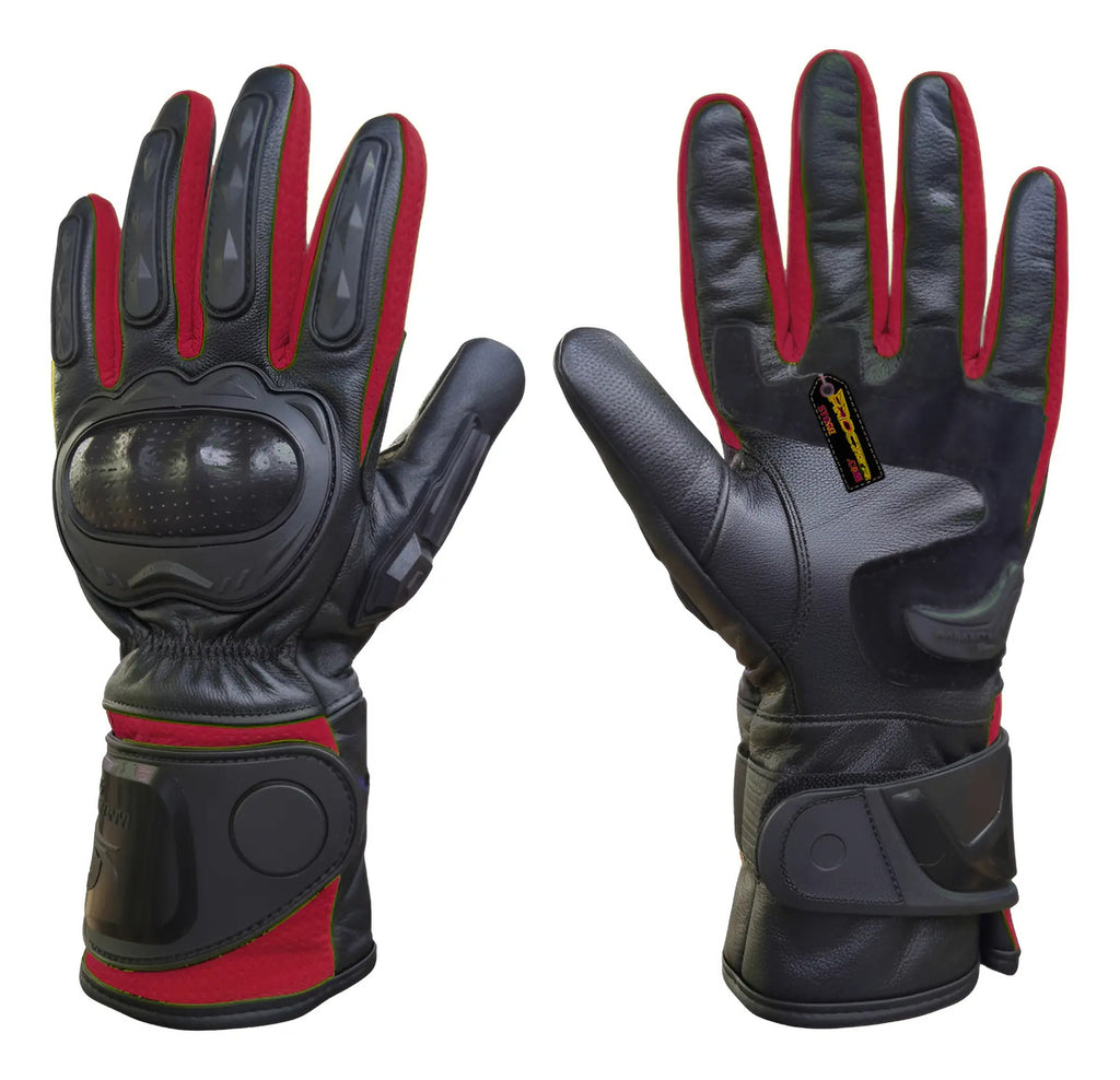 Guantes 100% Cuero Para Moto Caña Larga Con Protecciones