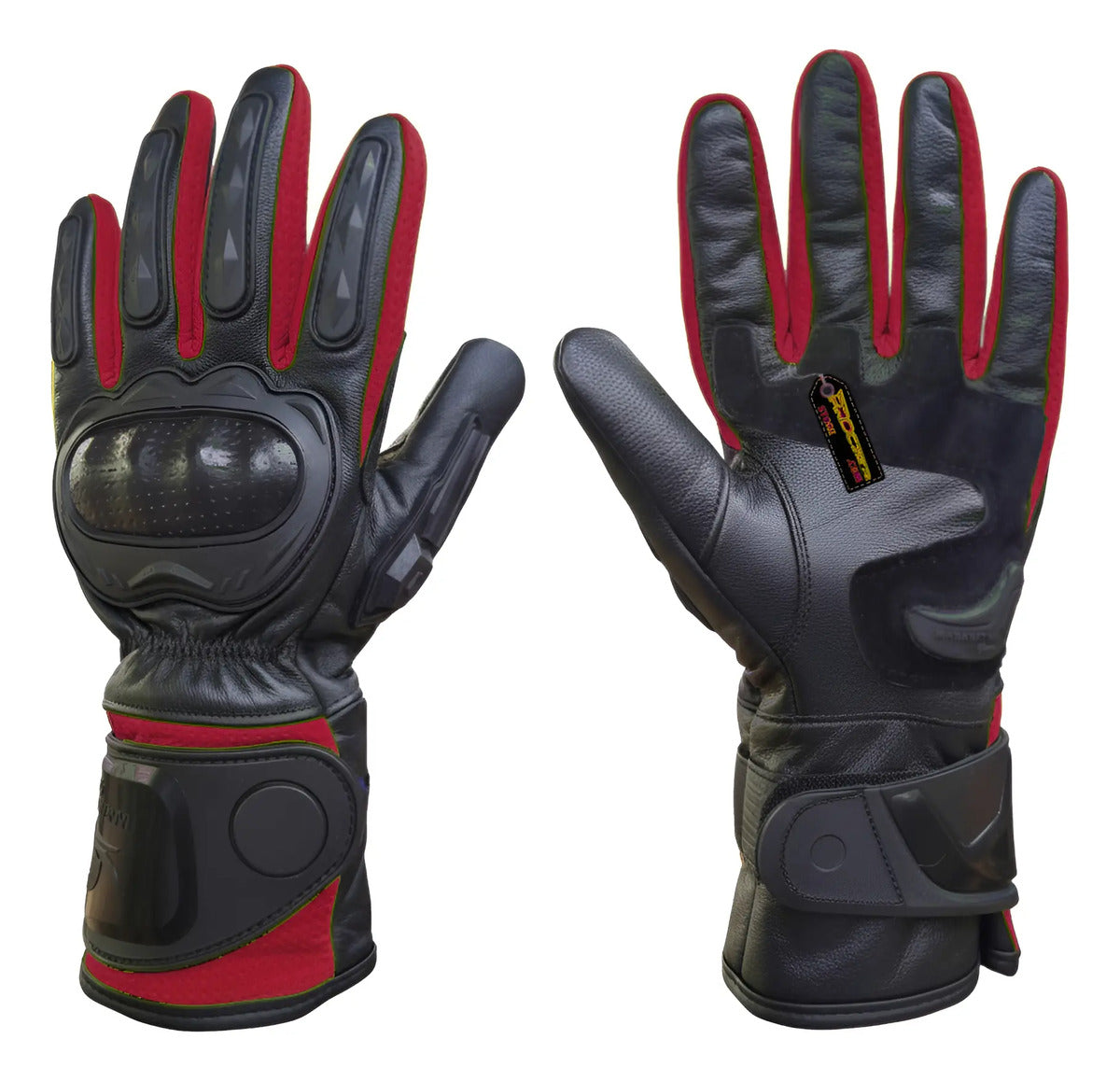 Guantes 100% Cuero Para Moto Caña Larga Con Protecciones