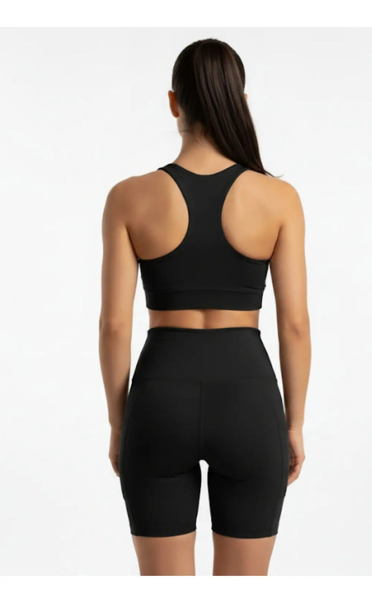 Conjunto Deportivo De Yoga Con Bolsillo En Short Nylon