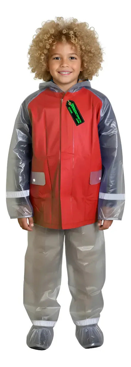 Impermeable Para Niños Con Zapatones Y Bolsilo Moto Ciclismo