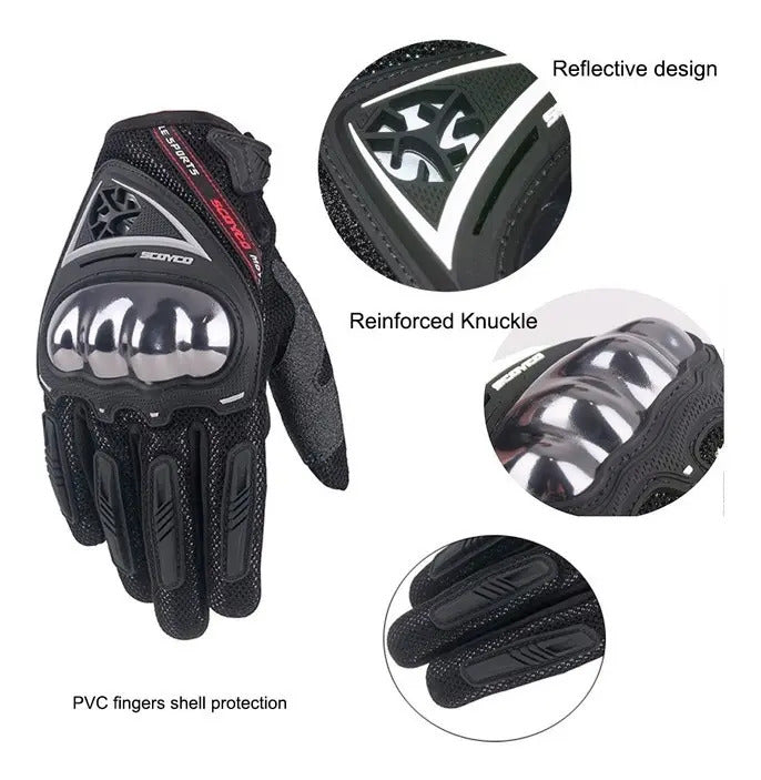 Guantes Para Moto Proteccion Metalizada Scoyco Mc44 Tactiles