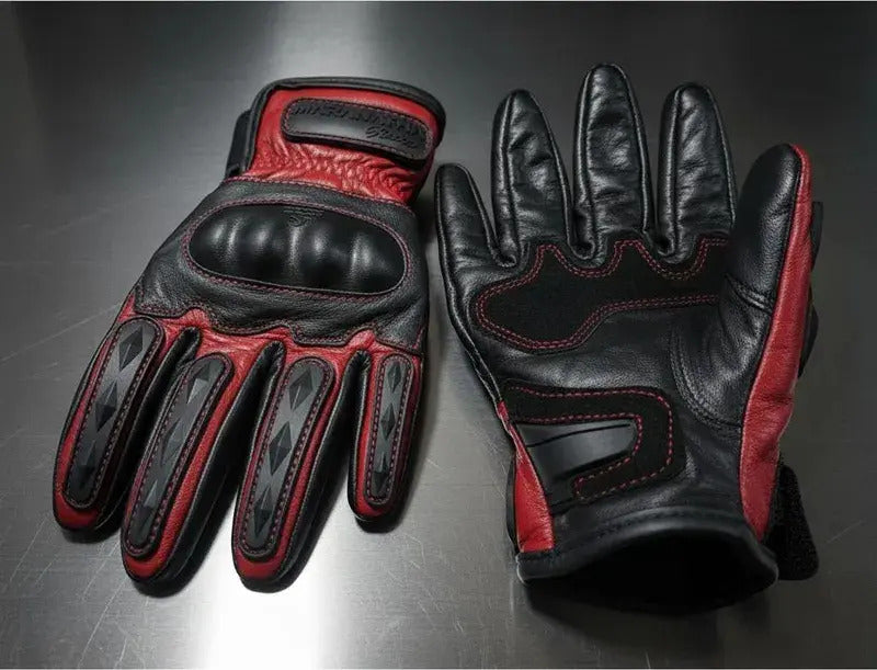 Guantes 100% Cuero Para Moto Con Protecciones Y Térmicos