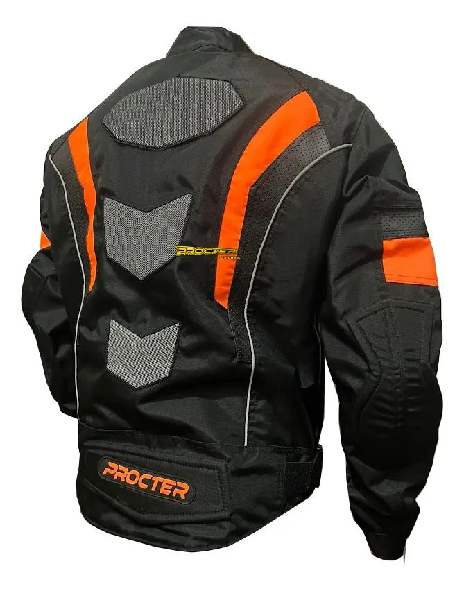 Chaqueta Protecciones Y Reflectiva Lona Cuerotex Moto Envío