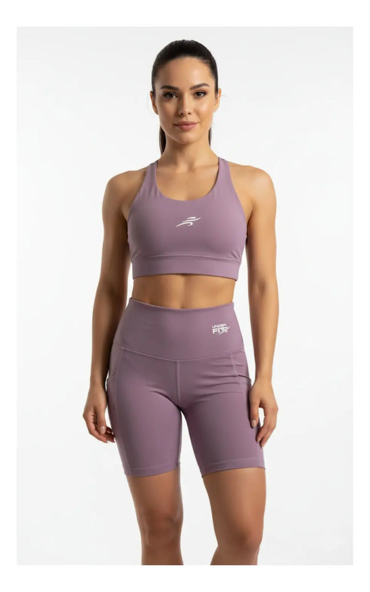 Conjunto Deportivo De Yoga Con Bolsillo En Short Nylon