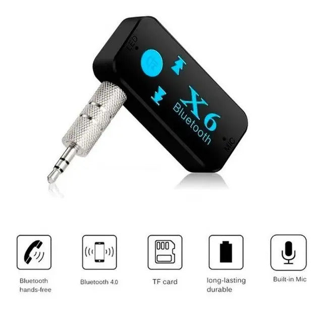 Receptor Bluetooth 3.5mm Adaptador Recargable Con Puerto Tf