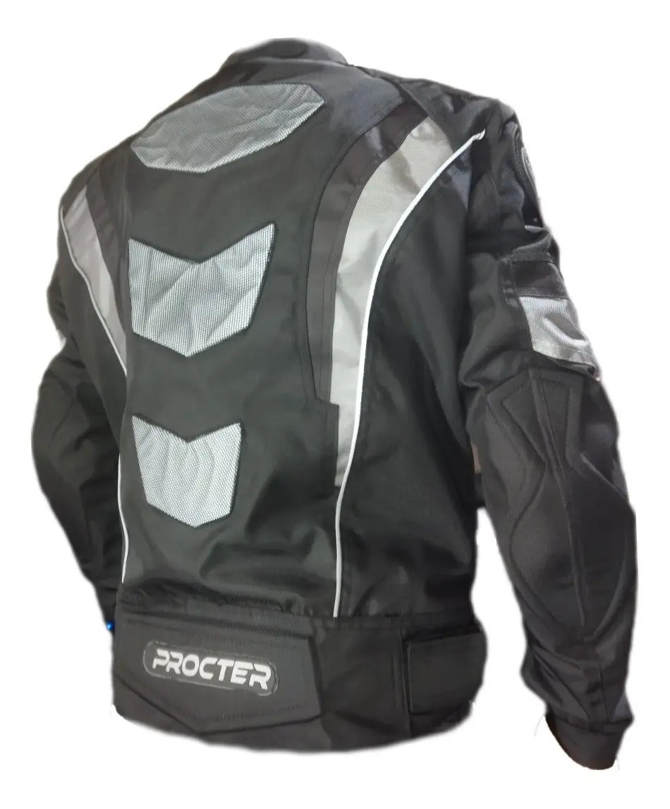 Chaqueta Protecciones Y Reflectiva Lona Cuerotex Moto Envío