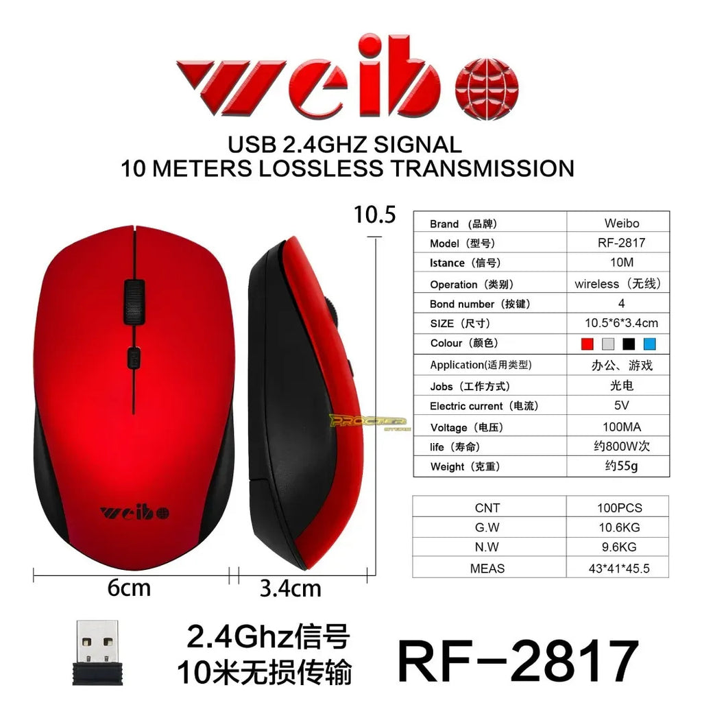 Mouse Inalambrico Usb Raton Weibo Alta Precisión Oficina