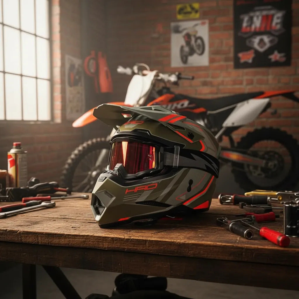 Casco Tipo Cross Marca Hro Mx03 Certificación Dot Con Gafas