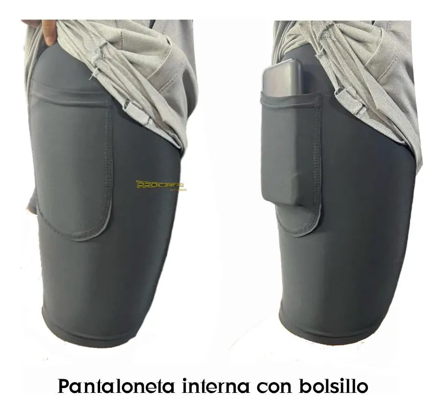 Pantaloneta Con Licra Interna Corta Gym Short  Media Pierna