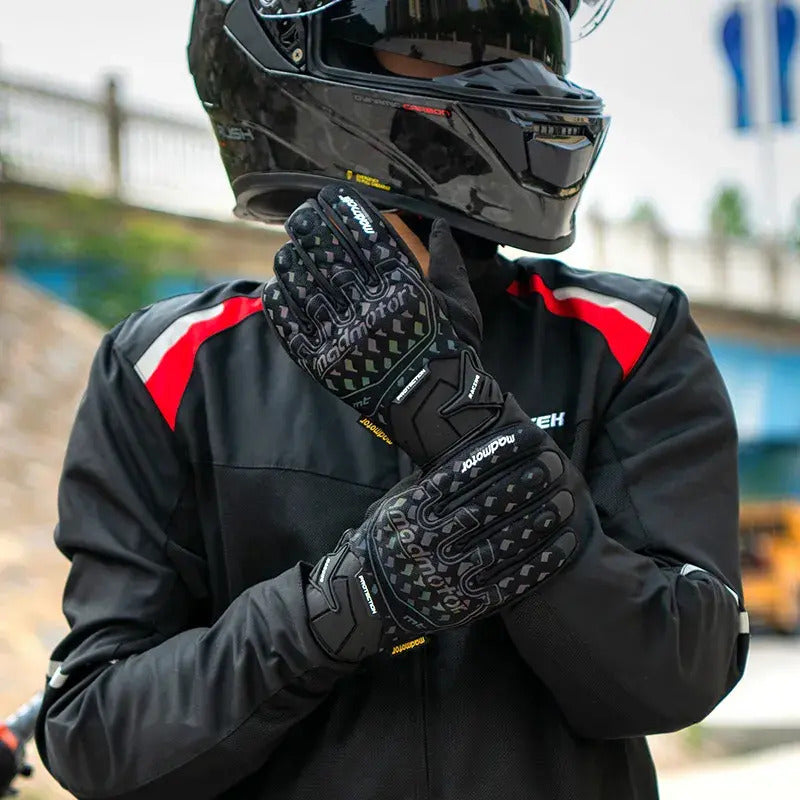 Guantes Madmotor Mt-40 Reflectivos Y Protección En Nudillos