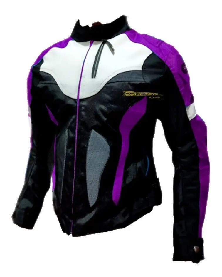 Chaqueta Con Protecciones Y Reflectiva Lona Mujer Moto Dama