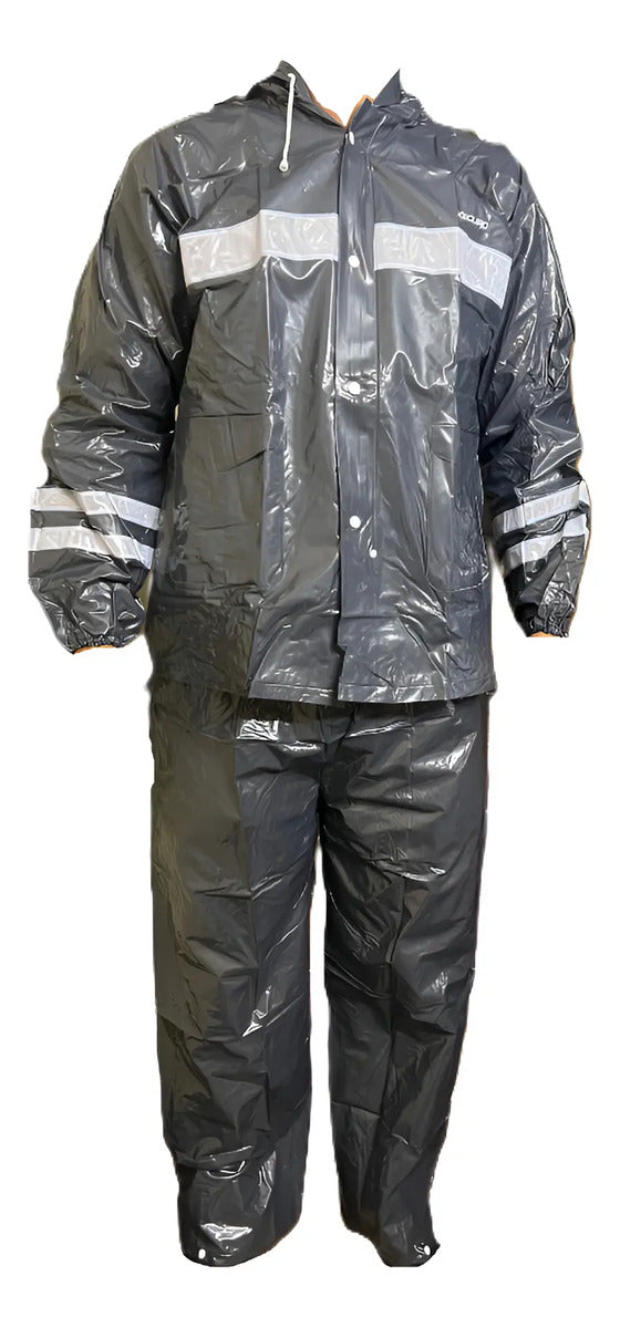 Impermeable Para Motociclista Con Capota Y Bolsillos