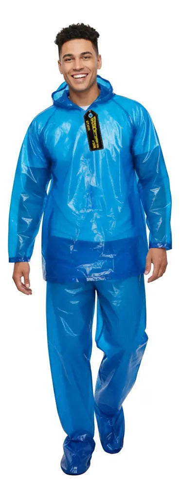 Impermeable Plastico Conjunto De Tres Piezas Con Capota