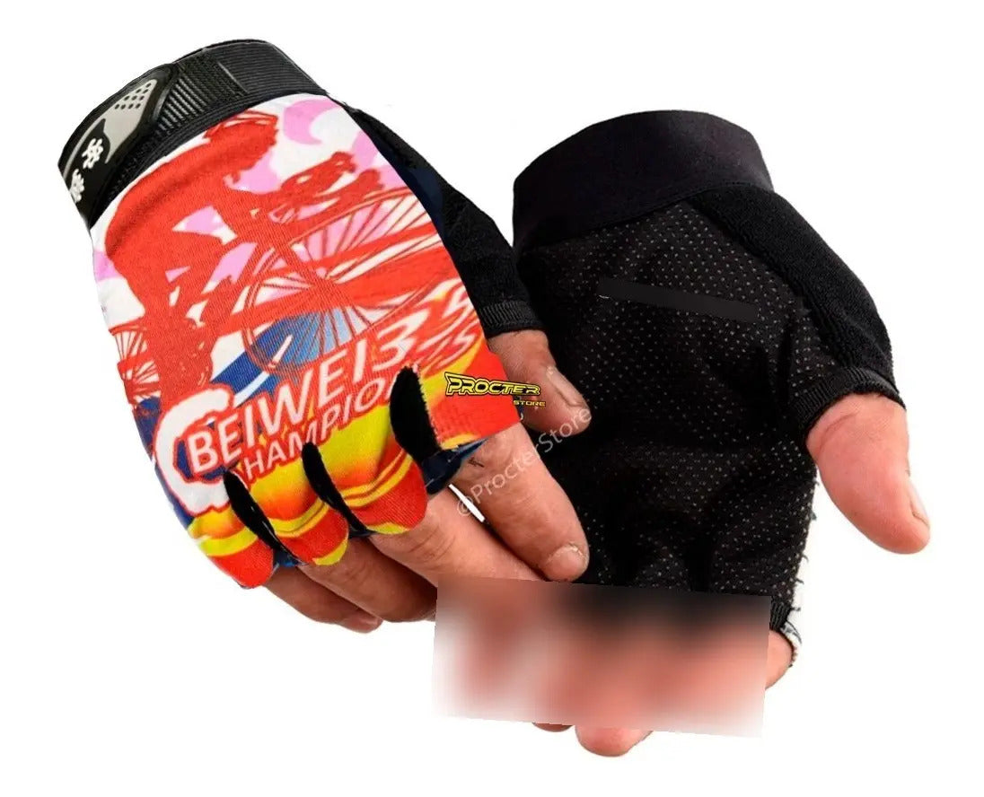 Guantes Cortos Medio Dedo Palma Antideslizante Ciclismo