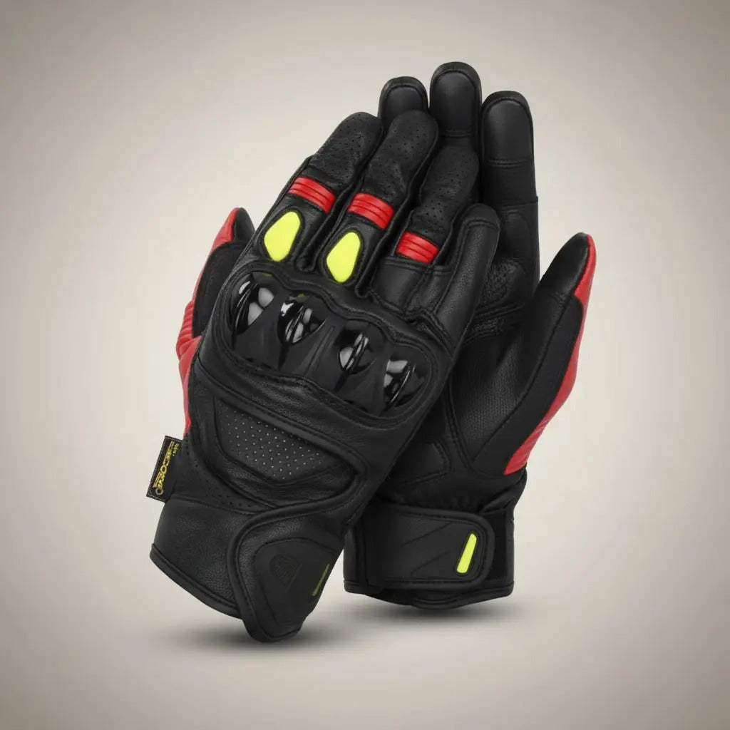 Guantes Cuero Deportivos Caña Media Para Motociclistas