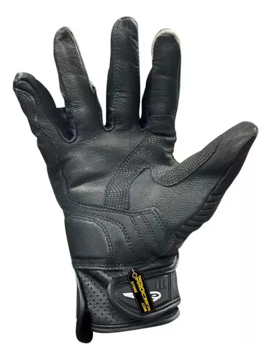 Guantes Cuero Deportivos Caña Media Para Motociclistas