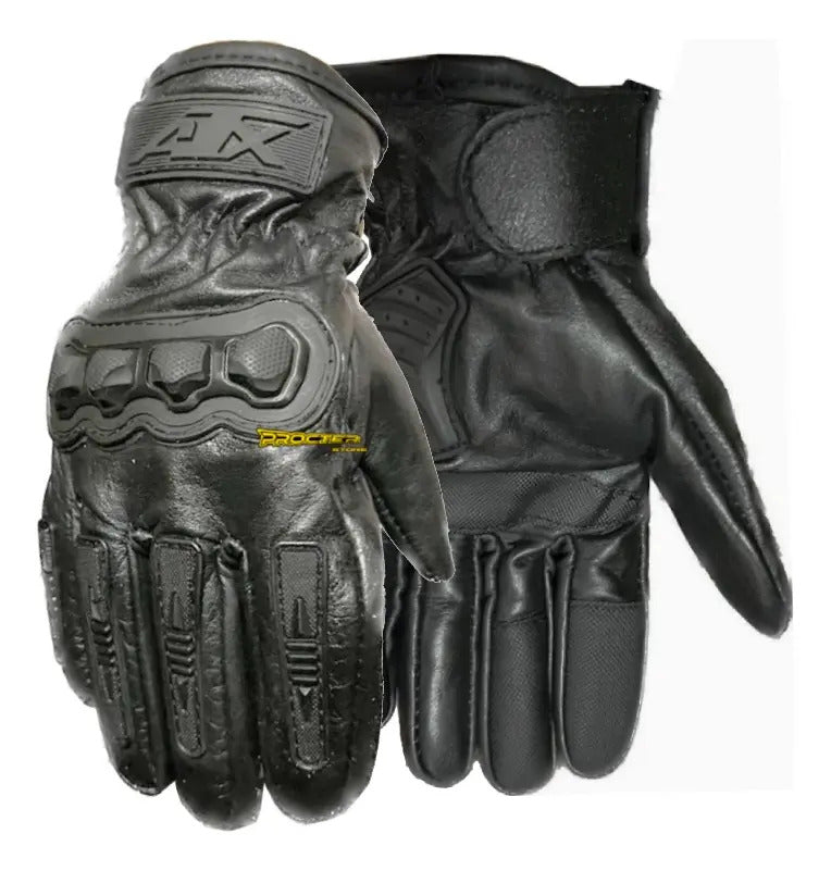Guantes 100% Cuero Para Moto Tactil Con Limpiavisor