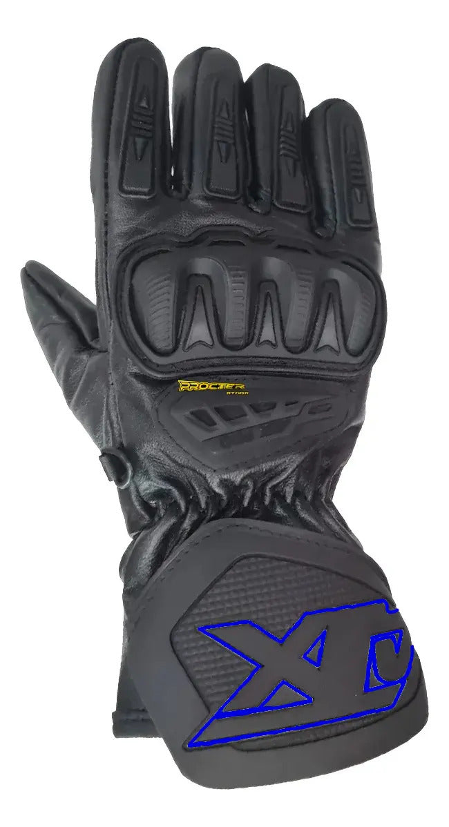 Guantes 100% Cuero Para Moto Caña Larga Con Limpiavisor