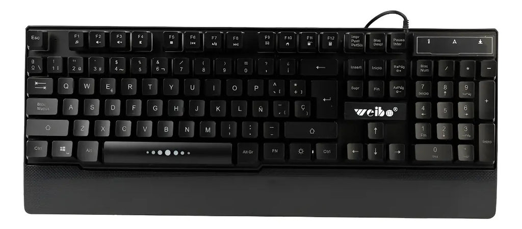 Teclado Gamer Weibo Wb-100 Qwerty Color Negro Con Luz Rgb
