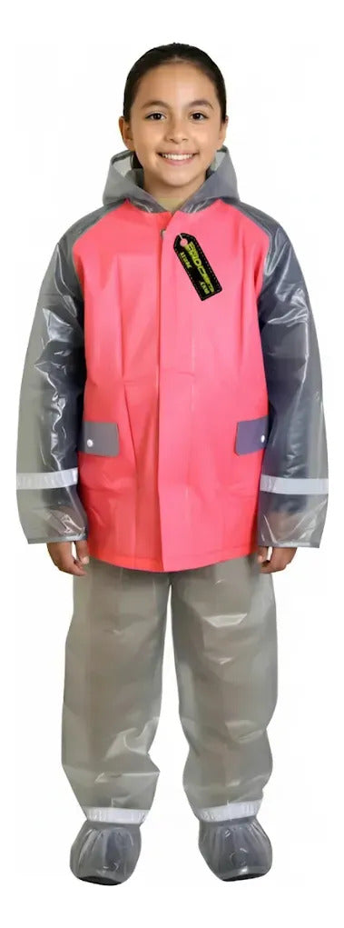 Impermeable Para Niños Con Zapatones Y Bolsilo Moto Ciclismo