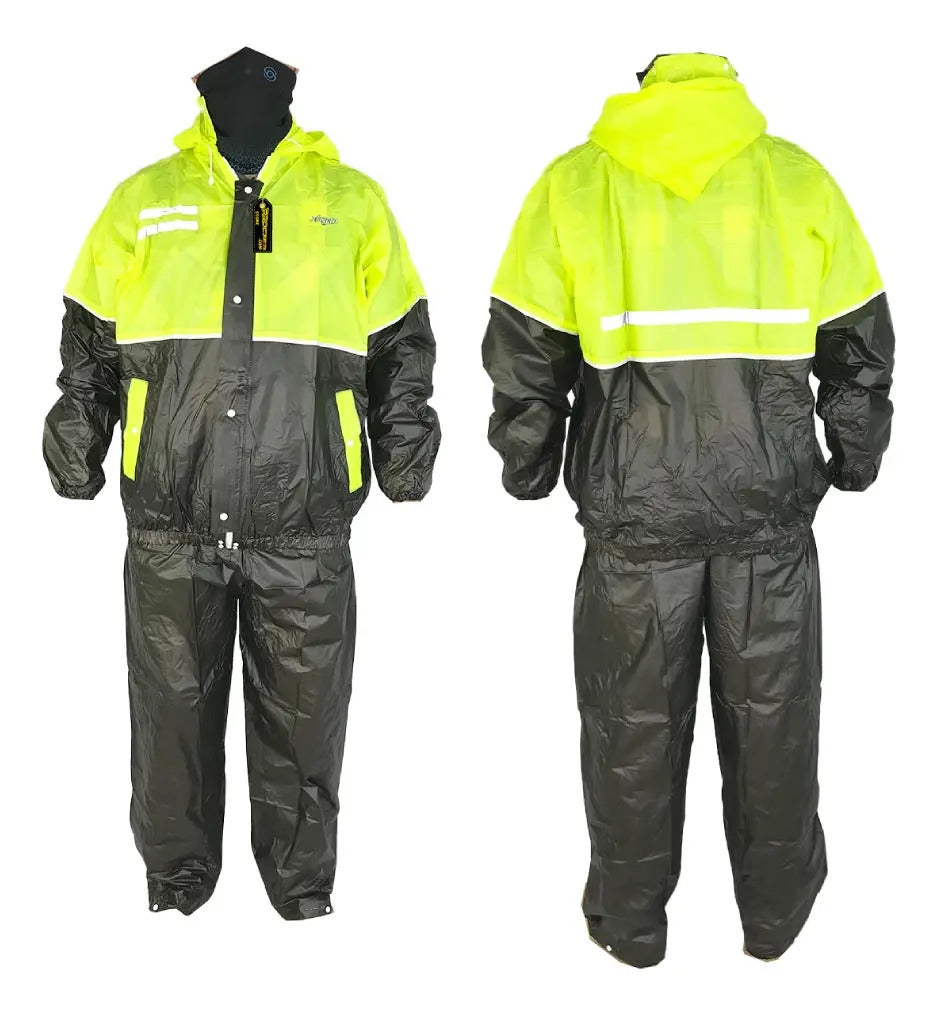 Impermeable Para Motociclista Con Capota Y Bolsillos
