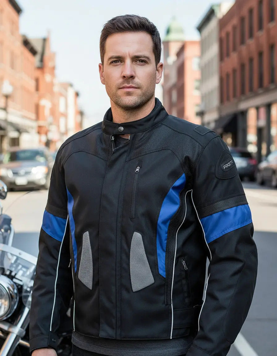Chaqueta Protecciones Y Reflectiva Lona Cuerotex Moto Envío