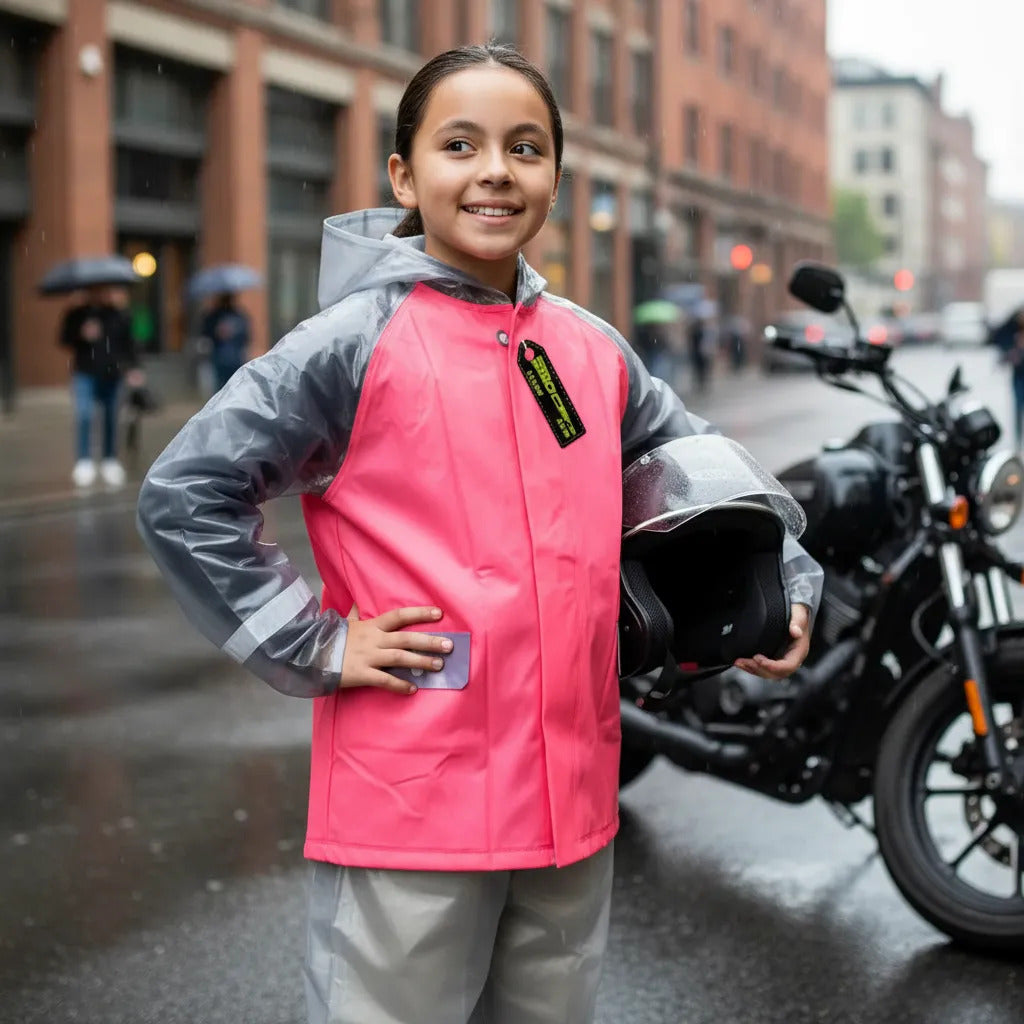 Impermeable Para Niños Con Zapatones Y Bolsilo Moto Ciclismo