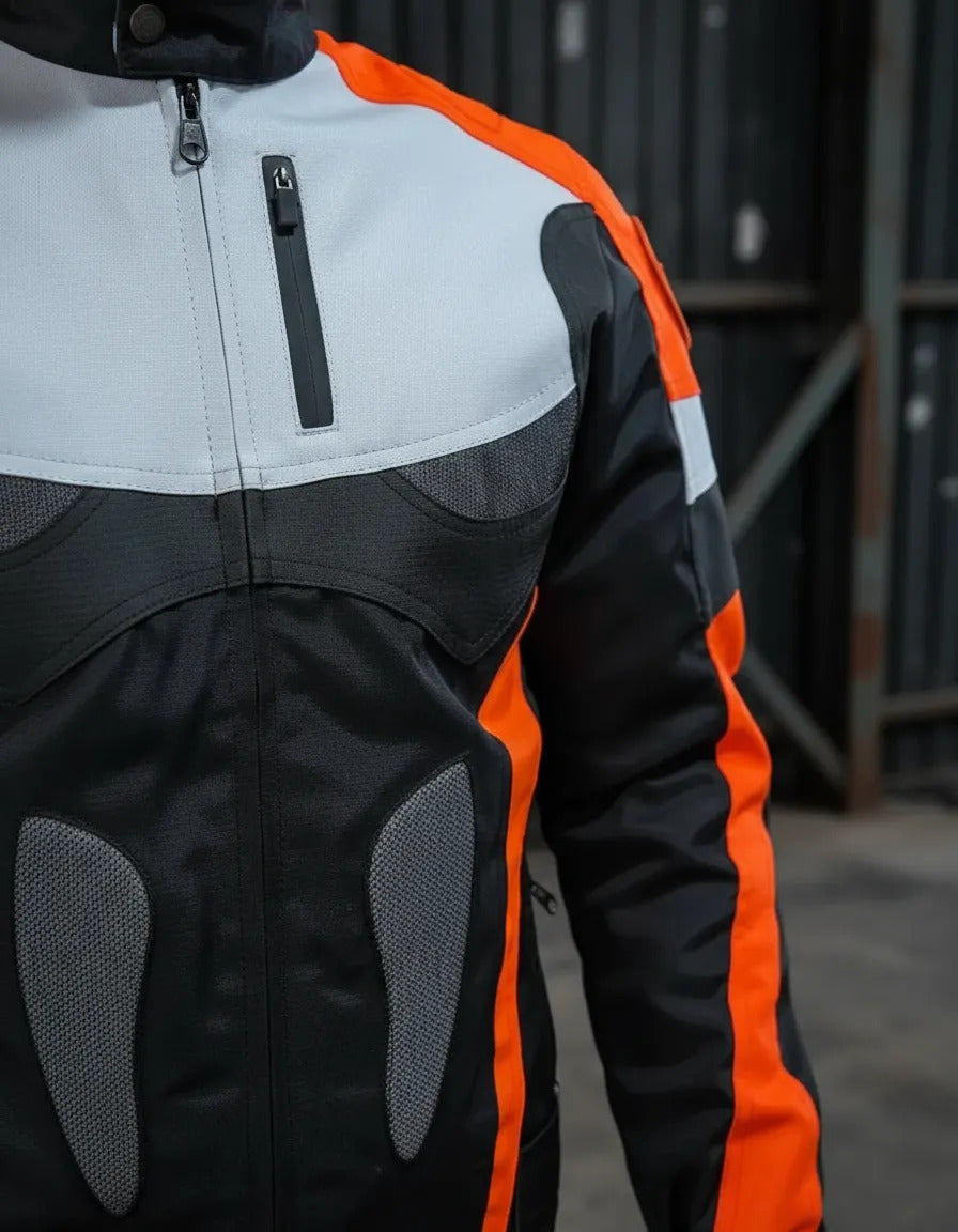 Chaqueta Protecciones Y Reflectiva Lona Cuerotex Moto Envío