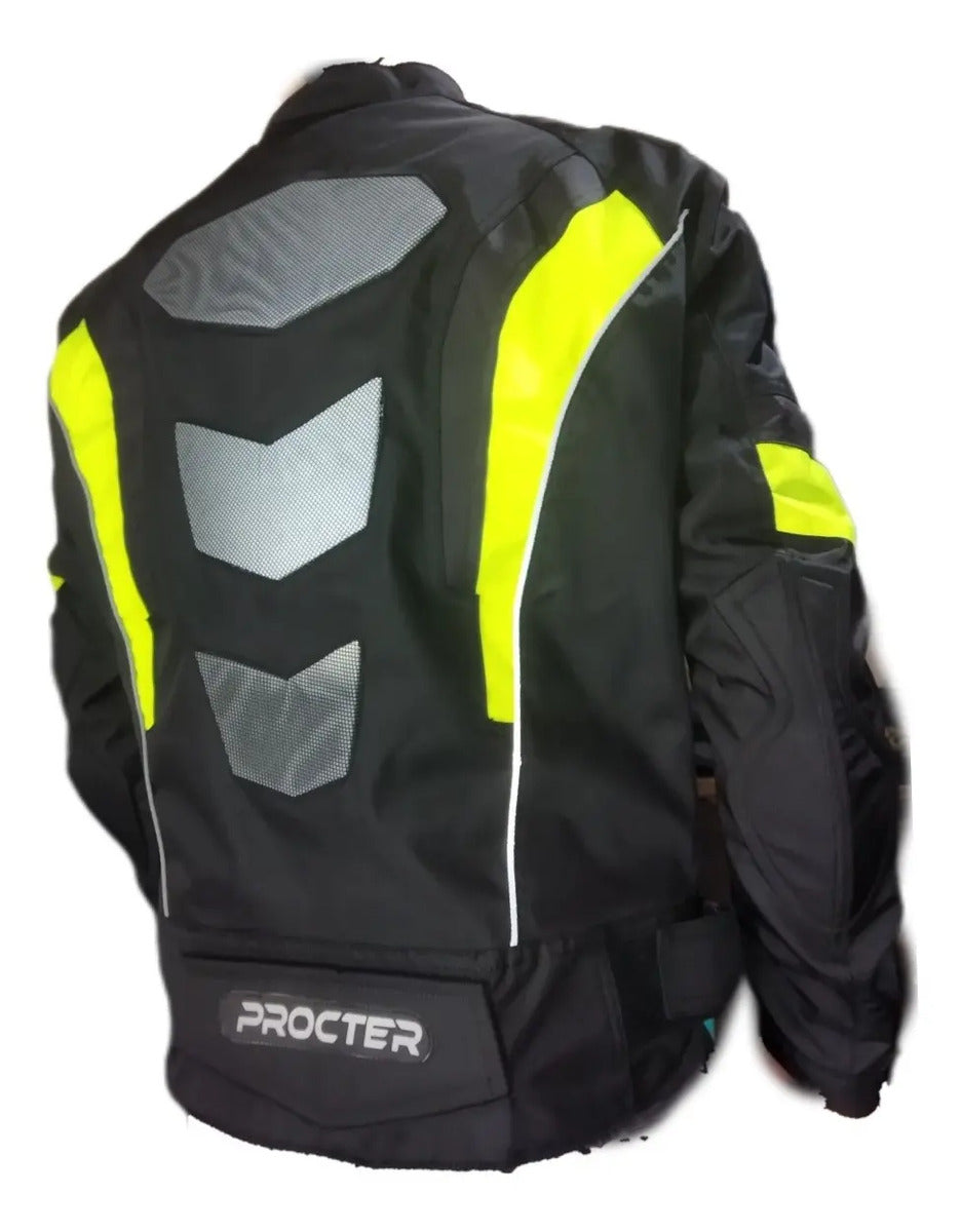Chaqueta Protecciones Y Reflectiva Lona Cuerotex Moto Envío