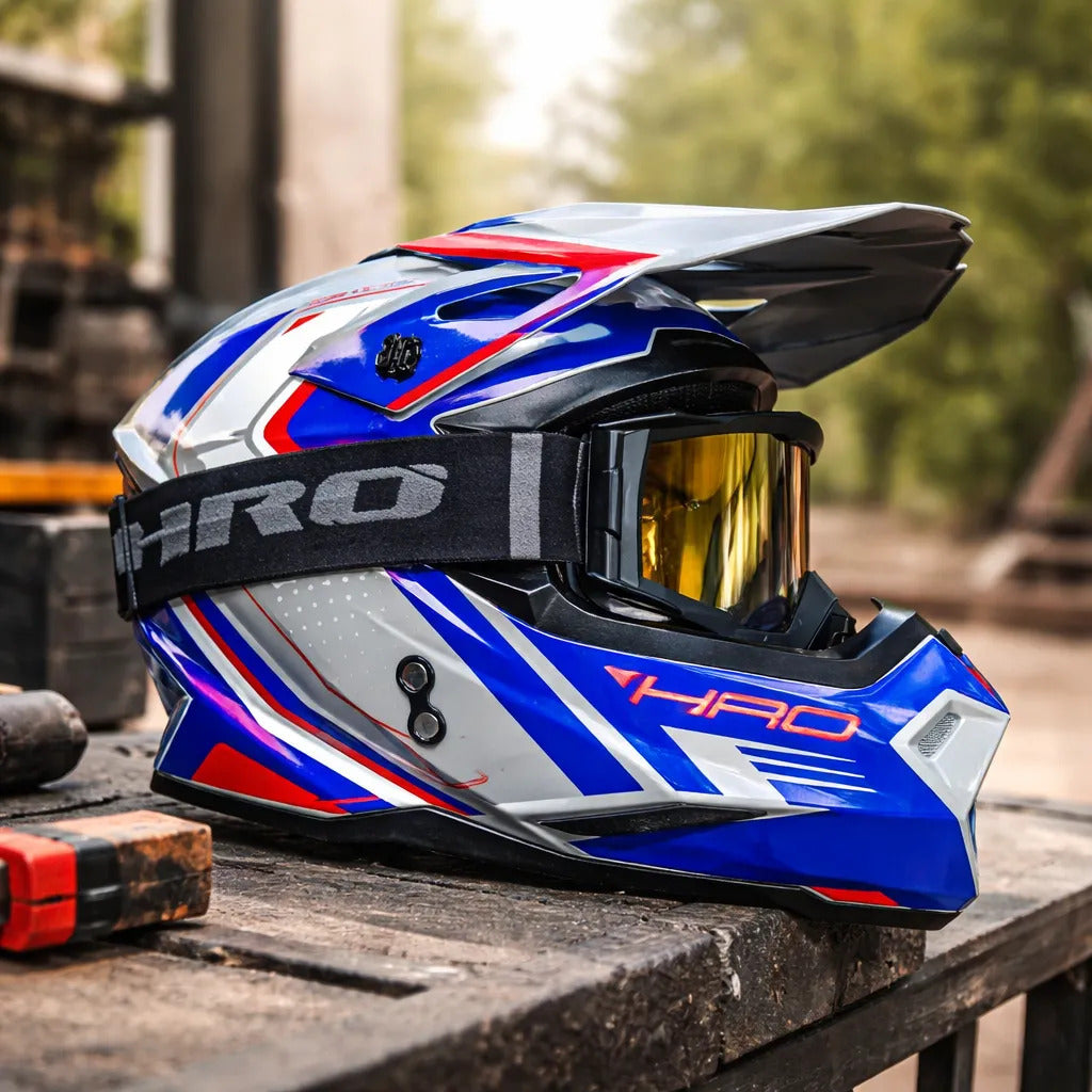 Casco Tipo Cross Marca Hro Mx03 Certificación Dot Con Gafas