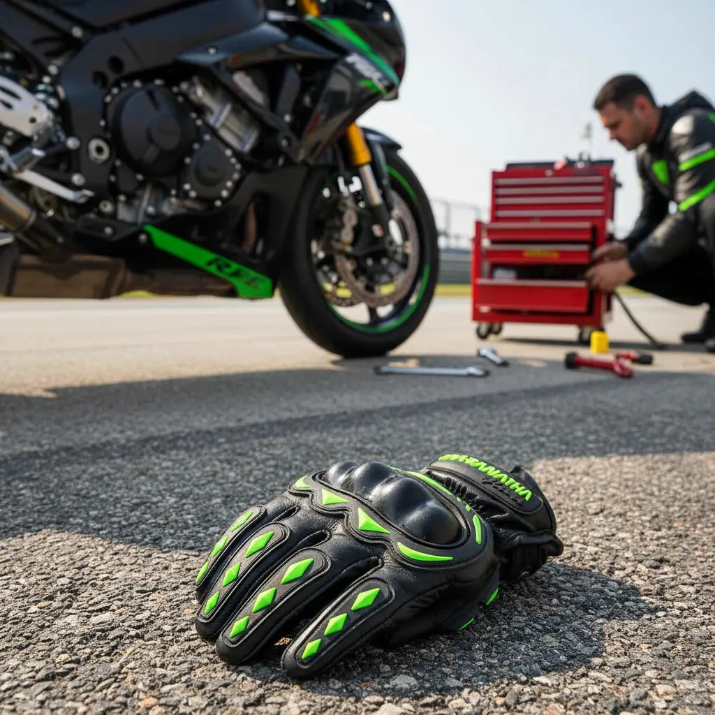 Guantes 100% Cuero Para Moto Con Protecciones Y Térmicos