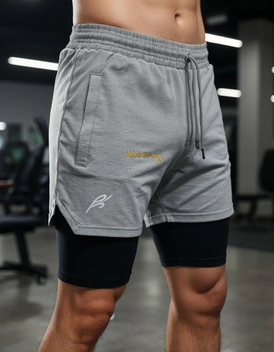 Pantaloneta Con Licra Interna Corta Gym Short  Media Pierna