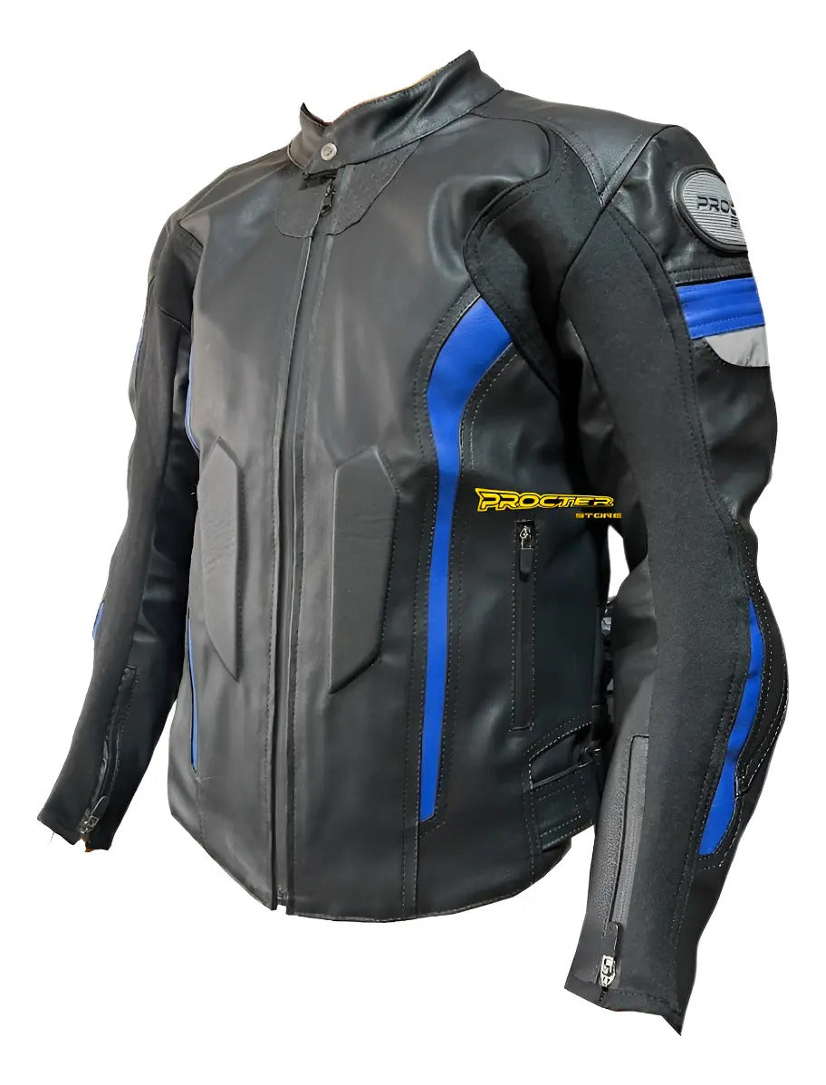 Chaqueta De Protecciones Removibles Cuero Tex Moto