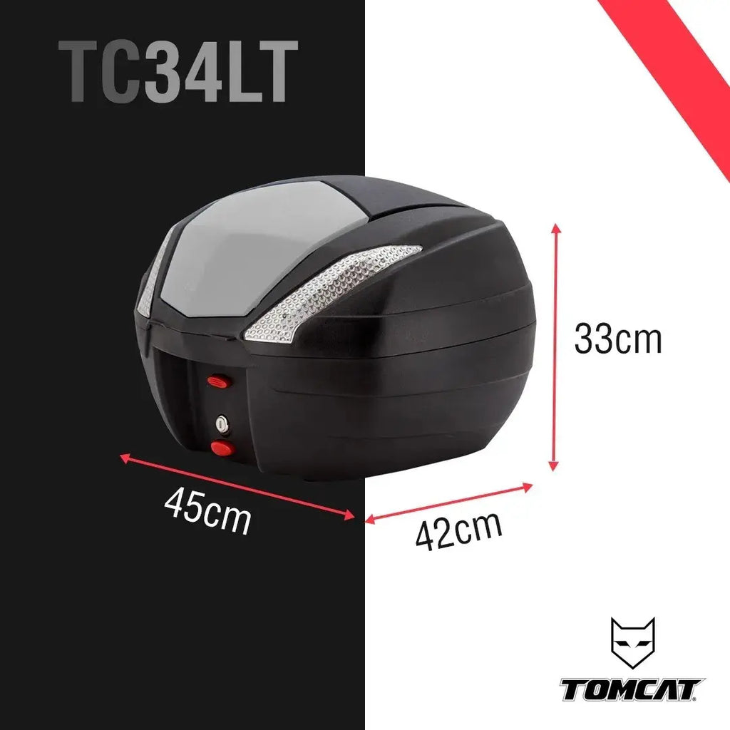 Maletero Para Moto Marca Tomcat 34 Litros Con Base