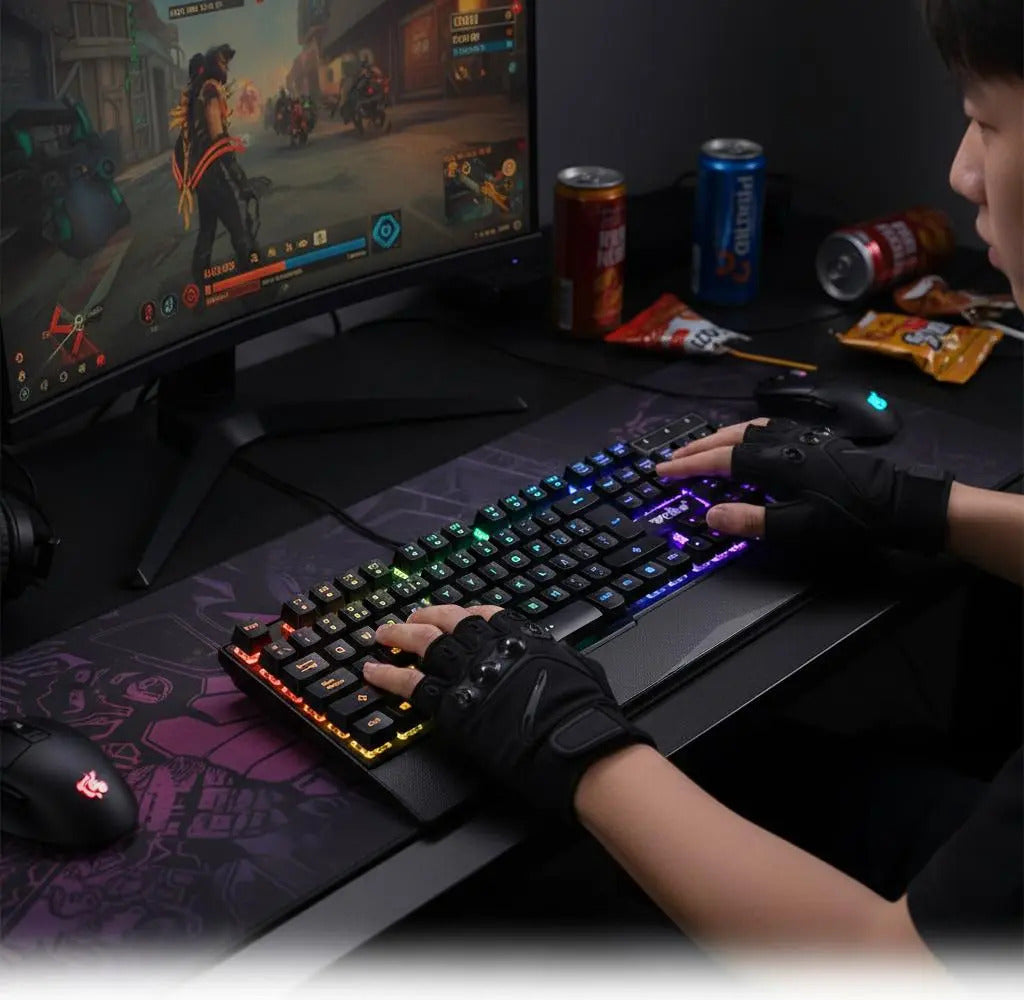 Teclado Gamer Weibo Wb-100 Qwerty Color Negro Con Luz Rgb