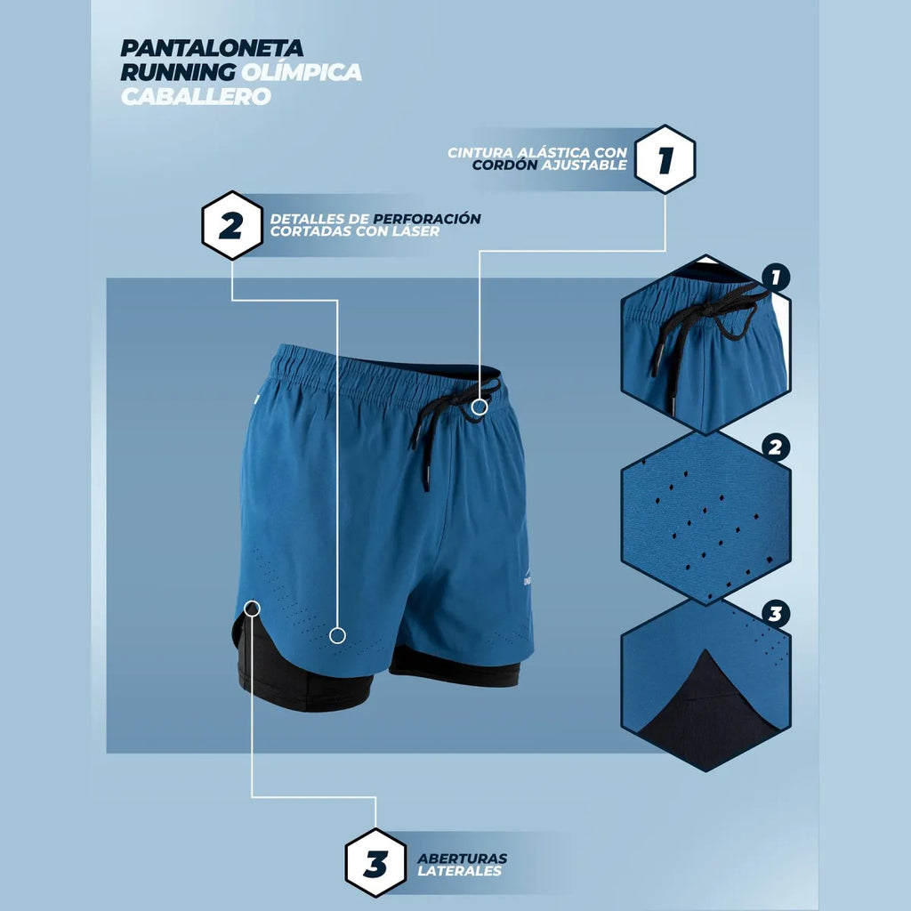 Pantaloneta Running Hombre Con Licra Interna Fit