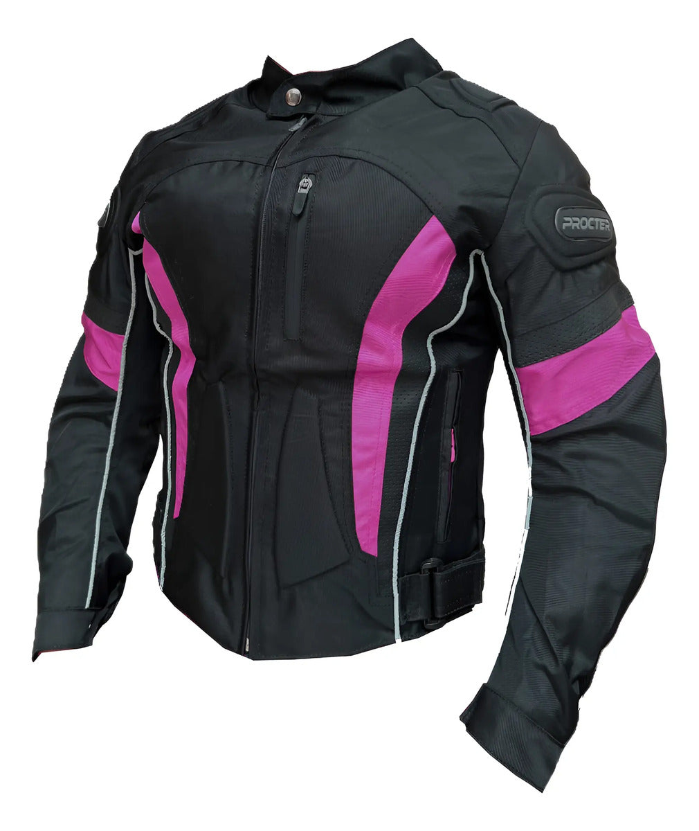 Chaqueta Con Protecciones Y Reflectiva Lona Mujer Moto Dama