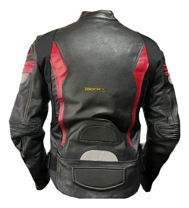 Chaqueta 100% Cuero Protección Reflectiva Moto Fabricación