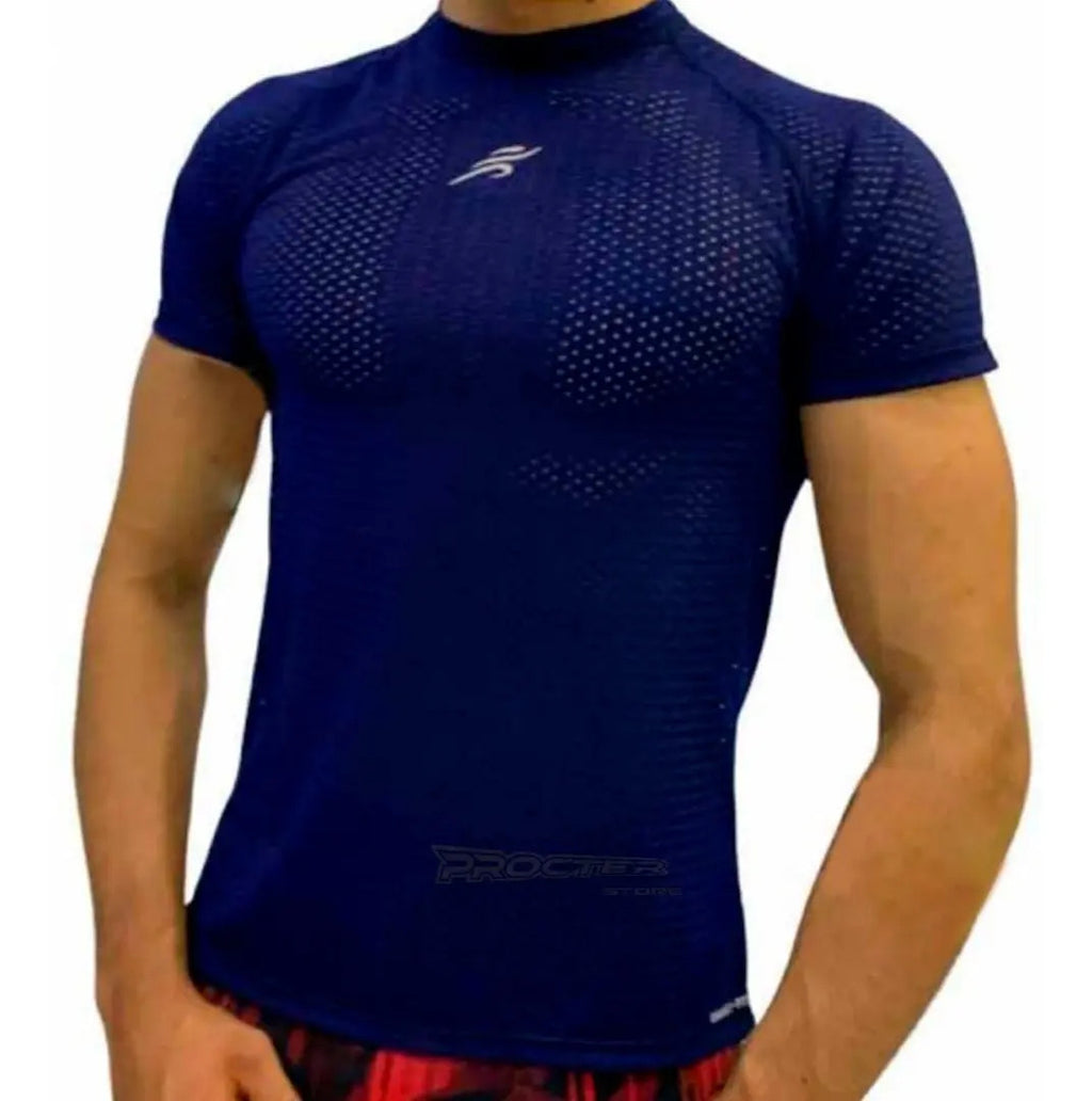 Camiseta En Malla Deportiva Slim Fit Manga Corta Gimnasio