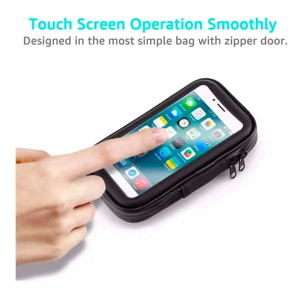 Soporte Holder Bolso Porta Celular Moto Para Espejo Estuche