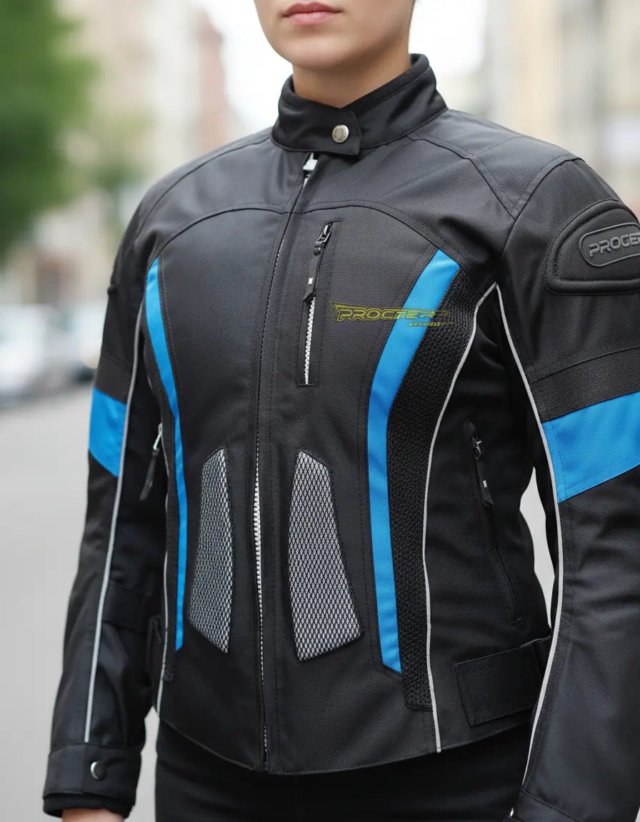 Chaqueta Con Protecciones Y Reflectiva Lona Mujer Moto Dama