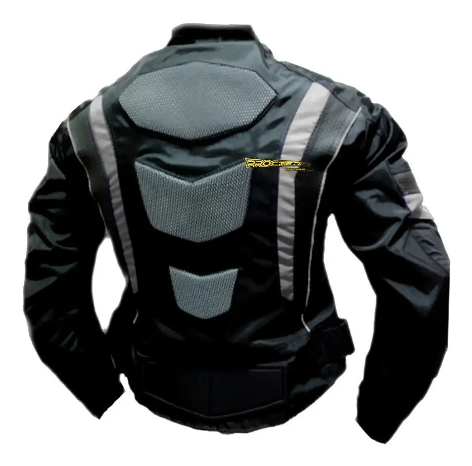Chaqueta Con Protecciones Y Reflectiva Lona Mujer Moto Dama
